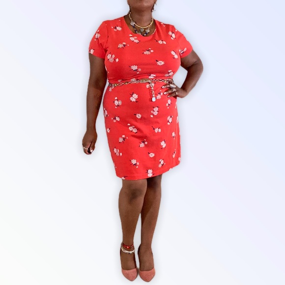 Floral Print Orange Mini Dress - Picture 3 of 4